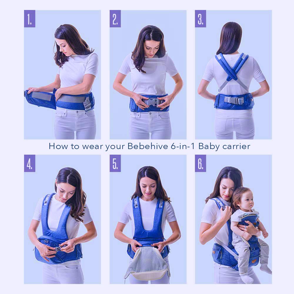 Bebehive 6-in-1 Baby Carrier with Hip Seat 