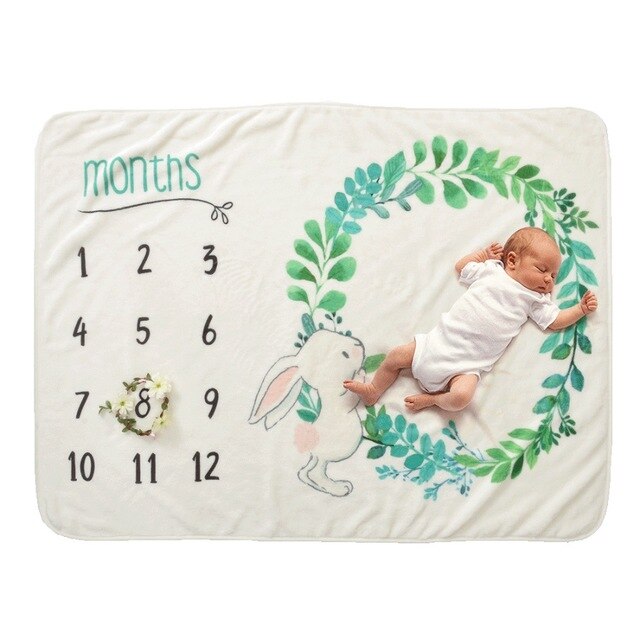 Baby Monthly Milestone Blanket For Girl Boy Floral Wings Frame Newborn Photo Prop Background Super Soft Flannel
