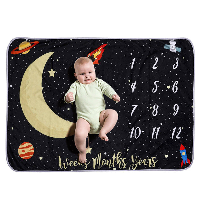 Baby Monthly Milestone Blanket For Girl Boy Floral Wings Frame Newborn Photo Prop Background Super Soft Flannel
