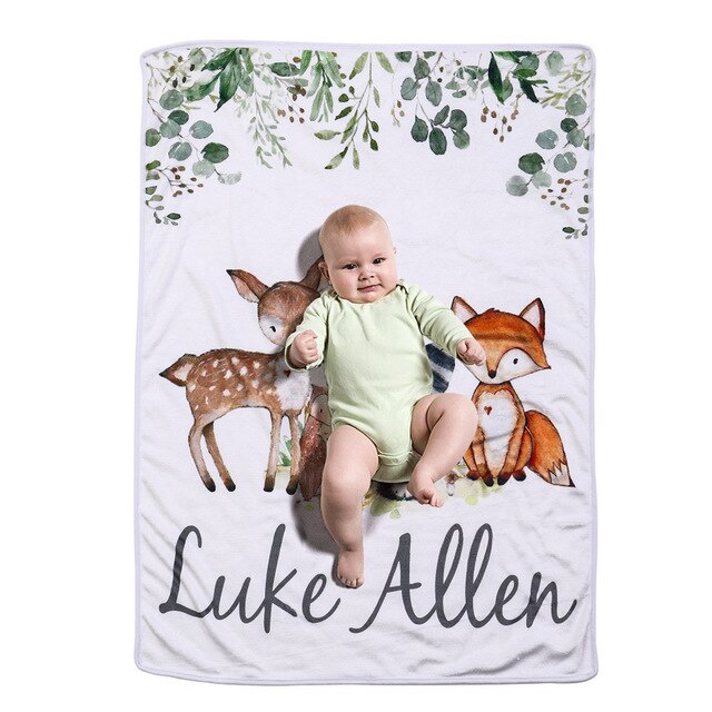 Baby Monthly Milestone Blanket For Girl Boy Floral Wings Frame Newborn Photo Prop Background Super Soft Flannel