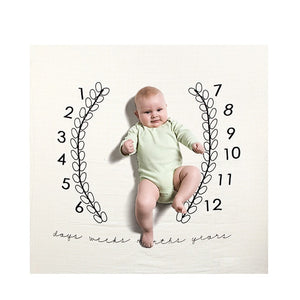 Baby Monthly Milestone Blanket For Girl Boy Floral Wings Frame Newborn Photo Prop Background Super Soft Flannel