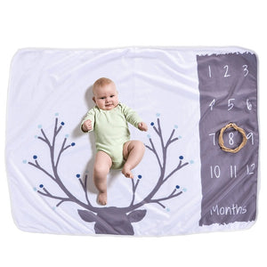 Baby Monthly Milestone Blanket For Girl Boy Floral Wings Frame Newborn Photo Prop Background Super Soft Flannel