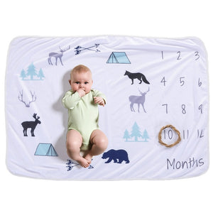 Baby Monthly Milestone Blanket For Girl Boy Floral Wings Frame Newborn Photo Prop Background Super Soft Flannel
