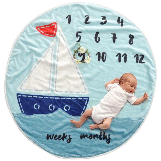 Baby Monthly Milestone Blanket For Girl Boy Floral Wings Frame Newborn Photo Prop Background Super Soft Flannel